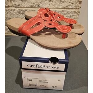 CROFT & BARROW Rita Coral Slide On Thong Sandals Size 8.5. New with box